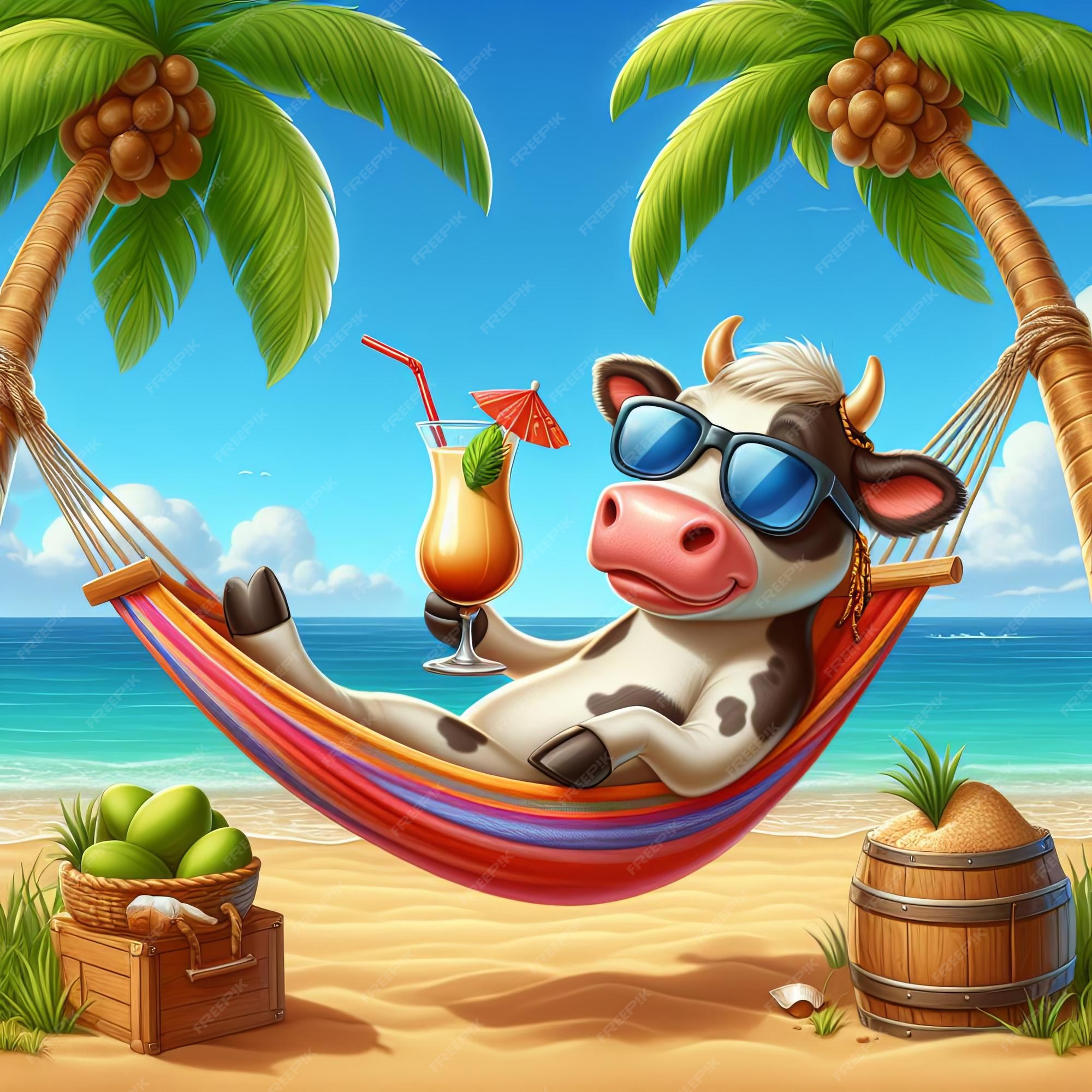a cow on a beach